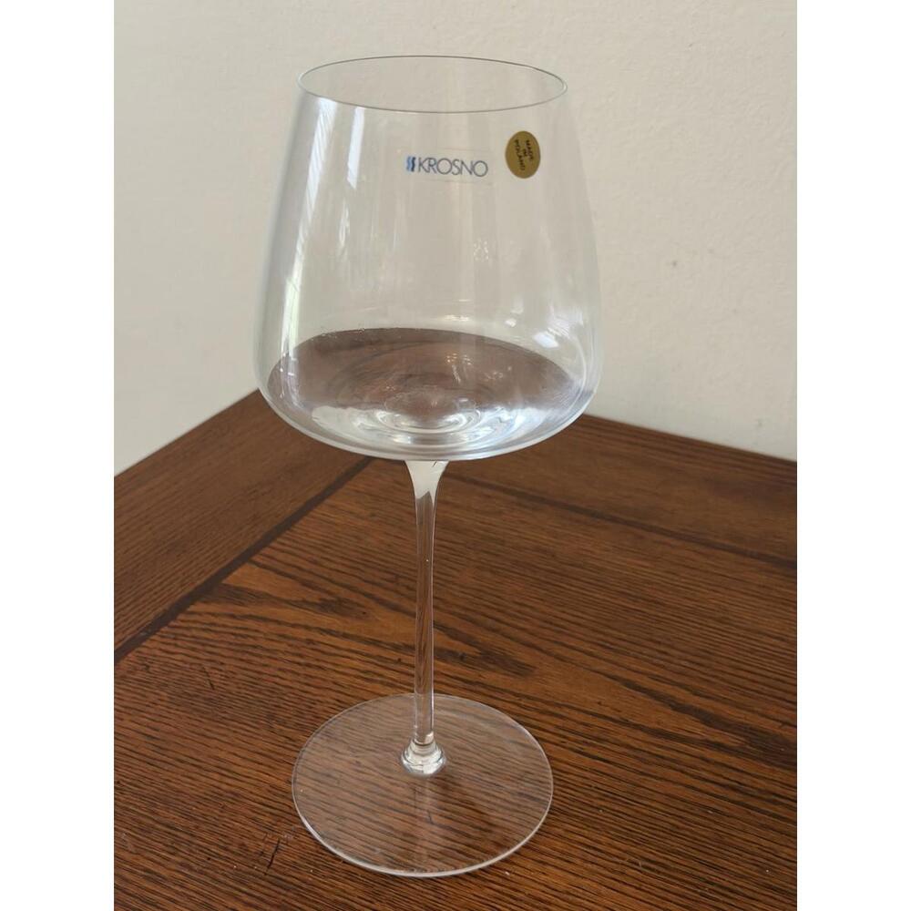 KROSNO Poland Hand Blown Clear Wine Glass 12 oz 9.5"